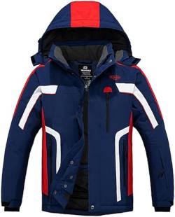 Wantdo Herren wasserdichte Skijacke Winddichter Sportmantel für den Außenbereich Warme Winterschneemäntel Berg Outdoor Jacke Navy XXL von Wantdo