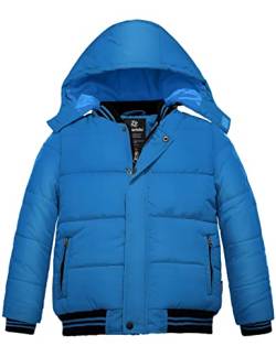 Wantdo Jungen Winter Warm Fleece Mantel Verdickte Baumwolle Gepolstert Jacke Winddichte Oberbekleidung Mantel Outdoor Kapuze Jacke Blau 140-146 von Wantdo