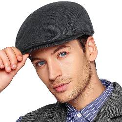 Wantonfy Barett Cap Herren Schiebermütze chirmmütze Gatsby Schirmmütze Newsboy Flat Cap Baskenmütze 1920 Stil Gatsby Kostüm Accessoires von Wantonfy