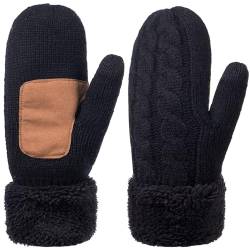 Wantonfy Damen Strick Handschuhe Winterhandschuhe Fäustlinge Handschuhe Strickhandschuhe mit Thermofleece gefüttert von Wantonfy