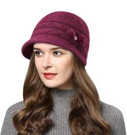 Wantonfy Damen Strickmütze Barett Beanie Wintermütze Schirmmütze für Winter Warme Mütze von Wantonfy