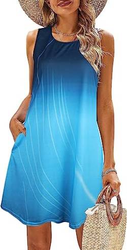 Wantonfy Freizeitkleider Damen Sommerkleid für Damen Swing Strandkleider Elegant Boho Frauen Blusenkleid mit Taschen von Wantonfy