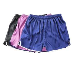 Damen Satin Shorts Pyjama Hose Schlafanzug Kurz Nachtwäsche Unterwäsche 3-Pack:Schwarz+Lila+Dunkelblau EU XL/44 von Wantschun