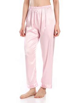 Wantschun Damen Satin Silk Schlafanzughose Nachtwäsche Hose Pyjama Bottom, Rosa, 3XL von Wantschun