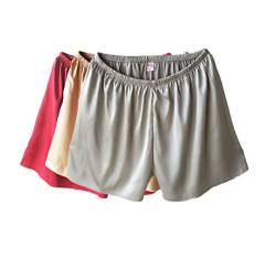 Wantschun Damen Satin Silk Shorts Hose Schlafanzug Pyjama Nachtwäsche Unterwäsche Weinrot+Champagne+Silber EU M von Wantschun