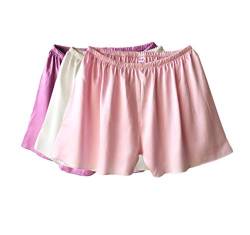 Wantschun Damen Satin Silk Shorts Hose Schlafanzug Pyjama Nachtwäsche Unterwäsche Weiß+Lila+Rosa EU L von Wantschun