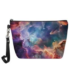 Wanyint Kosmetiktasche mit Wolfsdruck, wasserdicht, niedlich, modisch, Make-up-Tasche, Nacht Galaxie, M von Wanyint