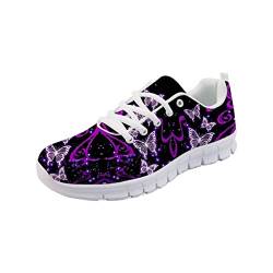 Wanyint Mädchen Damen Sneakers Schuhe Mode Laufschuhe Trainingsschuhe, Lila Schmetterlinge, 44.5 EU von Wanyint