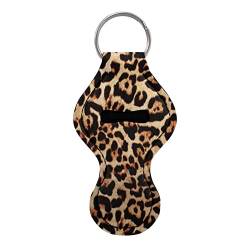 Wanyint Personalisierter Lippenbalsam-Halter, Ärmel, Schlüsselanhänger, Chapstick, elastische Ärmel für Damen und Herren, Leopard von Wanyint