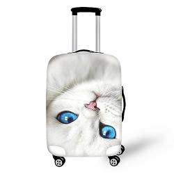 Wanyint Weiße Katze Print Stretch Gepäckabdeckung Protector Waschbar Reißverschluss Kofferabdeckung, weiße katze, xl von Wanyint