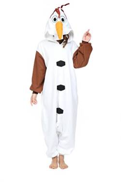 Wanziee Unisex Frozen Olaf Onesie Cartoon Plüsch Schneemann Kostüm Anime für Halloween Weihnachten Kigurumi Tier Cosplay Pyjama Party Nachtwäsche S M L XL, weiß, L von Wanziee