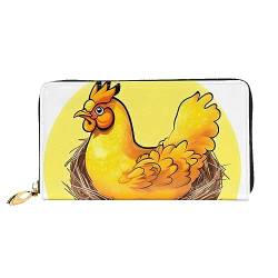 Bird'S Nest Golden Chicken Damen Geldbörse mit langem Reißverschluss, 19 x 10 cm, mit Kreditkartenfächern innen, leicht und langlebig., Schwarz, Einheitsgröße, Modern von WapNo