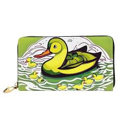 Duck Flock Game Damen-Geldbörse mit langem Reißverschluss, 19 x 10 cm, mit Kreditkartenfächern innen, leicht und langlebig., Schwarz, Einheitsgröße, Modern von WapNo