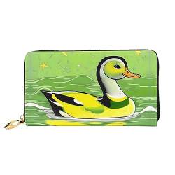 Green Duck Damen-Geldbörse mit langem Reißverschluss, 19 x 10 cm, mit Kreditkartenfächern innen, leicht und langlebig., Schwarz, Einheitsgröße, Modern von WapNo