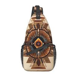 Indianer Malerei Tasche Crossbody Reise Wandern Taschen Mini Brust Rucksack Casual Schulter Daypack Für Frauen Männer Leicht, Schwarz, Einheitsgröße, Cross Chest Bag Diagonal von WapNo