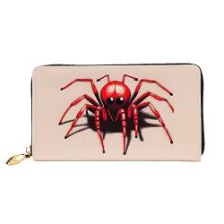 Niedliche kleine rote Spinne Damen Geldbörse mit Reißverschluss, 19 x 10 cm, kommt mit Kreditkartenfächern innen, leicht und langlebig., Schwarz, Einheitsgröße, Modern von WapNo