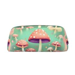 Pretty Little Mushrooms Leder-Federmäppchen mit Reißverschluss, Schreibwaren-Tasche, Kosmetiktasche, geeignet für Männer, Frauen, Künstler, Zuhause, Büro, Traumpilz, Einheitsgröße, Kulturbeutel von WapNo