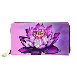 Purple Lotus Damen-Geldbörse mit langem Reißverschluss, 19 x 10 cm, mit Kreditkartenfächern innen, leicht und langlebig., Schwarz, Einheitsgröße, Modern von WapNo