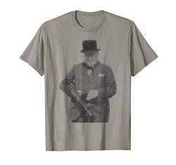 Winston Churchill Holding A Machine Gun T-Shirt von War Is Hell Store