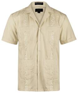 Ward St Herren Kubanisches Guayabera Short Sleeve - Beige - XX-Large von Ward St