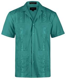 Ward St Herren Kubanisches Guayabera Short Sleeve - Blau - XXX-Large von Ward St