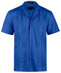 Ward St Herren Kubanisches Guayabera Short Sleeve - Blau - XXX-Large von Ward St