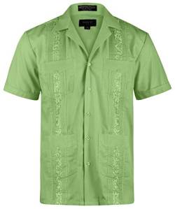 Ward St Herren Kubanisches Guayabera Short Sleeve - Grün - Large/41-42 Hals von Ward St