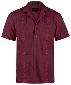 Ward St Herren Kubanisches Guayabera Short Sleeve - Rot - 4X-Large von Ward St