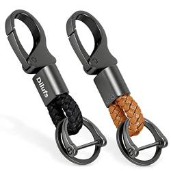 Wardwolf D-Clip Karabiner Schlüsselanhänger aus Zinklegierung, Autoschlüsselanhänger mit Upgrade Anti-Verlust, Schlüsselbund mit 2 Ringen, Geschenk für Frau, Mann, Freunde,2Stk. von WardWolf