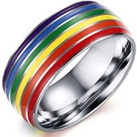 Ware aus aller Welt Fingerring Homosexuelle Lgbt Edelstahl Regenbogen Ring Herren Damen Unisex Ring von Ware aus aller Welt