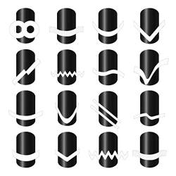 Warm Girl 1000 Stück 30 Designs Nail Art Schablonen Französisch Tip Guides Aufkleber Form Fringe Guides Selbstklebende Nagel Aufkleber Tipps für Maniküre Dekoration DIY Werkzeuge, 24 Blatt von Warm Girl