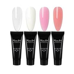 Warm Girl Poly-Nagelgel-Set, 4 Farben, 15 ml, transparent, Pink, Weiß, Builder-Poly-Nagelgel-Set, Nagelverlängerung, Gel-Geschenk-Set für Frauen von Warm Girl