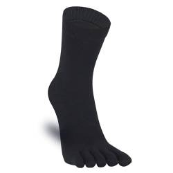 Warm-Han Bequeme Zehensocken 99% Baumwolle 1 Paar Herren Fünf Finger Socken Midi Alltagssocken - Navy Dunkel Gr. 39-43 von Warm-Han