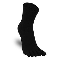 Warm-Han Bequeme Zehensocken 99% Baumwolle 1 Paar Herren Fünf Finger Socken Midi Alltagssocken - Schwarz Gr. 39-43 von Warm-Han