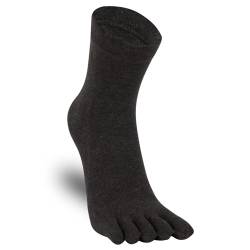Warm-Han Bequeme Zehensocken Baumwolle 1 Paar Herren Fünf Finger Socken Midi Alltagssocken - Anthrazit Gr. 44-46 von Warm-Han