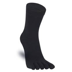 Warm-Han Bequeme Zehensocken Baumwolle 1 Paar Herren Fünf Finger Socken Midi Alltagssocken - Navy Dunkel Gr. 44-46 von Warm-Han