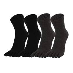 Warm-Han Bequeme Zehensocken Baumwolle für Herren (4er-Pack) Fünf Finger Socken Midi Alltagssocken - Schwarz x 2, Anthrazit x 2 Gr. 39-43 von Warm-Han