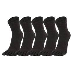 Warm-Han Herren Zehensocken Baumwolle Männer Fünf Finger Socken Midi Alltagssocken Essential 5er-Pack Anthrazit Gr. 39-43 von Warm-Han