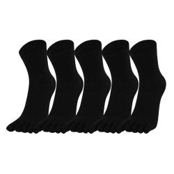 Warm-Han Herren Zehensocken Baumwolle Männer Fünf Finger Socken Midi Alltagssocken Essential 5er-Pack Schwarz Gr. 39-43 von Warm-Han