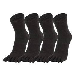 Warm-Han Herren Zehensocken Baumwolle Männer Fünf Finger Socken Midi Alltagssocken Essential Anthrazit x 4 Gr. 44-46 von Warm-Han