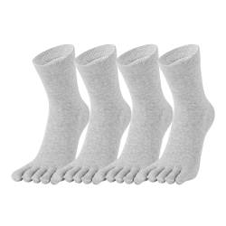 Warm-Han Herren Zehensocken Baumwolle Männer Fünf Finger Socken Midi Alltagssocken Essential Hellgrau x 4 Gr. 39-43 von Warm-Han
