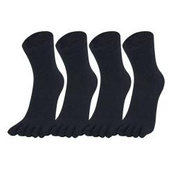 Warm-Han Herren Zehensocken Baumwolle Männer Fünf Finger Socken Midi Alltagssocken Essential Navy Dunkel x 4 Gr. 44-46 von Warm-Han