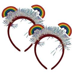 Warmhm Haarband 2 Stück Regenbogen-Stirnband Farbige Haargummis Kopfband Für Männer Erwachsene Stirnbänder Kopfschmuck Dekor Dekorativer Kopfschmuck Dekorativer Kopfschmuck Kunststoff von Warmhm