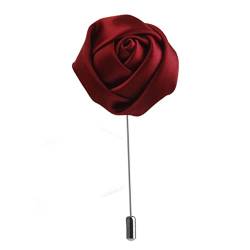 Warmhm Handgemachte Rote Rose-Ansteckblume - Boutonniere Pins Für Herrenanzüge - Ideal Für Hochzeiten Und Veranstaltungen - Stylisches Zubehör - Hochwertige Seide - Elegantes Mann-Outfit von Warmhm