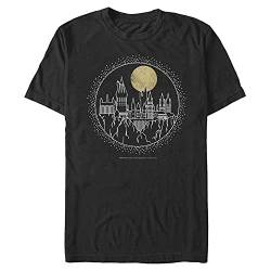 Warner Bros. Herren Hogwarts Line Art T-Shirt, schwarz, Groß von Warner Bros.