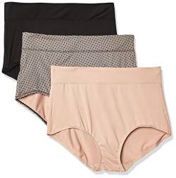 Warner's Damen Blissful Benefits, Muffin, 3er-Pack Slip, Schwarz-getoastetes Mandel/Spitzendruck, Large von Warner's