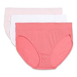 Warner's Damen Blissful Benefits by No Muffin Top Tailored Hi-Cut Panties Multipack Unterwsche, Sunkissed Coral/Weiß/Blassrosa, Medium von Warner's