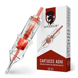 WARRIOR Diamond Cartridges Gut sichtbare PVC/Fingervorwölbung Sterilisierte Tätowiernadeln EoGas Tattoo-Nadelpatrone Runde Shader 20 Stück Chirurgenstahl Einweg-Permanent-Make-up(0.30mm-1009RS) von Warrior