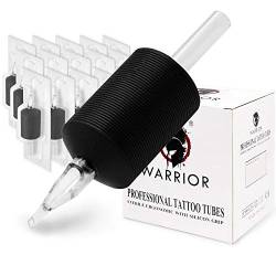 WARRIOR Tattoo Grip Tubes Einweg Tattoo Griff mit langer Spitze aus weichem Gummi Rutschfest 30mm Diamant Shader Packung mit 15 Stücke (1.2/3D) von Warrior