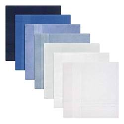 Herren-Taschentücher, gefärbt, Blau bis Weiß, mit Satinstreifen, 100 % Baumwolle, 40 x 40 cm, 7 Stück, blau, Einheitsgröße von Warwick & Vance